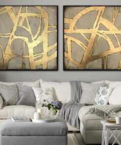 Abstract Acrylic Painting On Canvas Set Of 2 Gold Leaf Paintings Original Wall Art | GLORY GATE