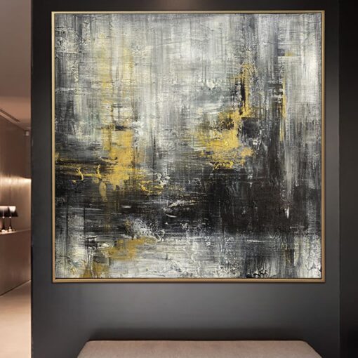 Buy Abstract Art Black And White Painting Original Painting Gold Leaf Paintings | SHADOWS OF THE PAST online shopping cheap