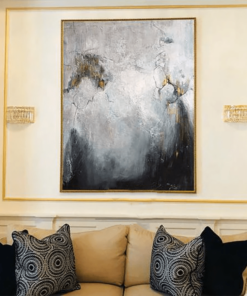 Abstract  Art Large Gray Painting White Abstract Painting Gold Painting Painting On Canvas | SOMEWHERE IN THE HEAVEN