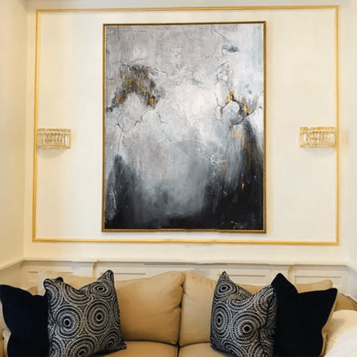 Buy Abstract  Art Large Gray Painting White Abstract Painting Gold Painting Painting On Canvas | SOMEWHERE IN THE HEAVEN online shopping cheap