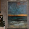 Abstract Art Original Painting Sunset Horizon | STORMY OCEAN