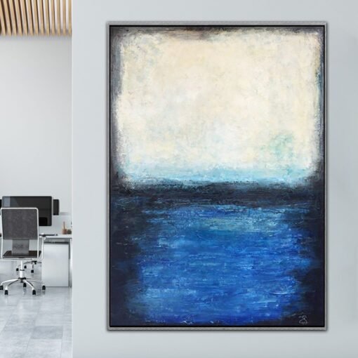 Buy Abstract Art in  Light Blue and Deep Blue | SEA HORIZON online shopping cheap