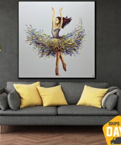 Abstract Ballerina Oil Painting Original Ballet Wall Art Dancing Woman Artwork for Home Decor | BALLERINA ROSE 26"x26"