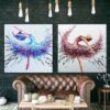 Buy Abstract Ballerinas Painting on Canvas Impasto Oil Diptych Wall Art Ballet Dancer Art Customized Painting for Aesthetic Decor | YOUNG BALLERINAS online shopping cheap