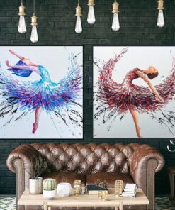 Abstract Ballerinas Painting on Canvas Impasto Oil Diptych Wall Art Ballet Dancer Art Customized Painting for Aesthetic Decor | YOUNG BALLERINAS