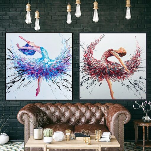 Buy Abstract Ballerinas Painting on Canvas Impasto Oil Diptych Wall Art Ballet Dancer Art Customized Painting for Aesthetic Decor | YOUNG BALLERINAS online shopping cheap