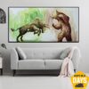 Abstract Bear vs Bull Painting on Canvas Colorful Animals Original Impasto Artwork for Office Decor | RAISED RISKS 36"x72" Abstract Bear vs Bull Painting on Canvas Colorful Animals Original Impasto Artwork for Office Decor | RAISED RISKS 36"x72"