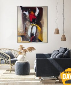 Abstract Bird Oil Painting Colorful Textured Artwork Modern Original Wall Art for Living Room Decor | TAKEOFF 47.2"x39.4"