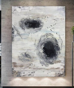 Abstract Black And White Artwork Minimalism Black Holes Oversized Painting | TEARING REALITY