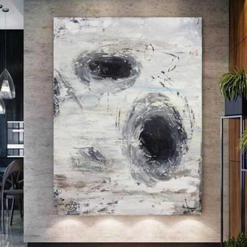 Buy Abstract Black And White Artwork Minimalism Black Holes Oversized Painting | TEARING REALITY online shopping cheap