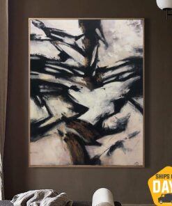 Abstract Black And White Painting Abstract Wall Art Modern Brown Artwork Original Mountains Painting Mountains Canvas Art Fine Art | ICE DRIFT 40"x30"