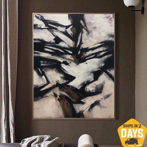 Buy Abstract Black And White Painting Abstract Wall Art Modern Brown Artwork Original Mountains Painting Mountains Canvas Art Fine Art | ICE DRIFT 40"x30" online shopping cheap