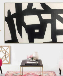 Abstract Black And White Paintings On Canvas Black Lines Franz Kline style Modern Canvas Art Oil Painting Original | FAULTY SENSOR
