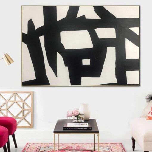 Buy Abstract Black And White Paintings On Canvas Black Lines Franz Kline style Modern Canvas Art Oil Painting Original | FAULTY SENSOR online shopping cheap