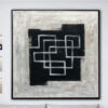 Buy Abstract Black And White Paintings On Canvas Maze Painting Original Textured Wall Art Modern Oil Hand Painted Art | DARK MAZE online shopping cheap