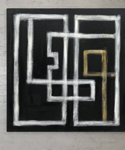 Abstract Black And White Paintings On Canvas Minimalist Art Vivid Colors Modern Oil Hand Painted Art Living Room Decor | GEOMETRIC LABYRINTH