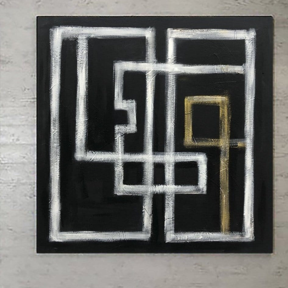 Buy Abstract Black And White Paintings On Canvas Minimalist Art Vivid Colors Modern Oil Hand Painted Art Living Room Decor | GEOMETRIC LABYRINTH online shopping cheap