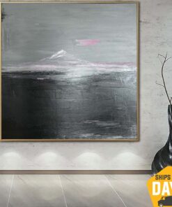 Abstract Black And White Paintings On Canvas Neutral Minimalist Art Modern Art House Decor Original Oil Painting | ISLAND 27.55"x27.55"