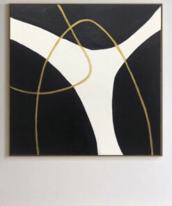 Abstract Black And White Wall Art Minimalist Paintings On Canvas Abstract Golden Lines Art Wall Painting Modern Fine Art | GOLDEN ROUTH