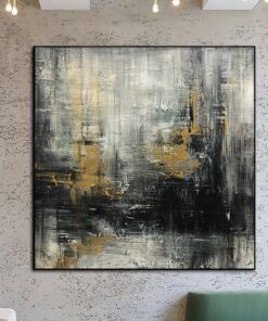 Abstract Black Art Expressionist Paintings On Canvas Oil Painting Modern Wall Art Gold Leaf Fine Art Hand Painted Art | SCOTOPIC VISION