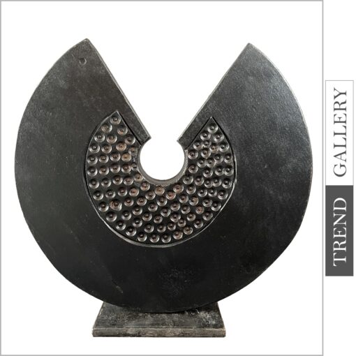 Buy Abstract Black Disc Original Wood Sculpture Round Textured Table Figurine for Home Decor | FETTER 14"x14" online shopping cheap