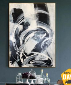 Abstract Black and White Painting Large Original Oil Painting On Canvas Black And White Painting Acrylic Fine Art Room Decor | CONFUSION 27.6"x19.7"