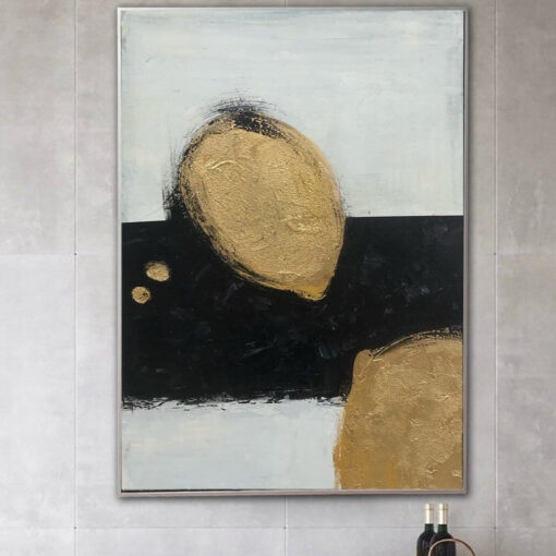 Buy Abstract Black and White Painting on Canvas Gold Wall Art Lemon Still Life Painting Customized Artwork 40x30 Art for Aesthetic Room Decor | LEMON LIFE online shopping cheap