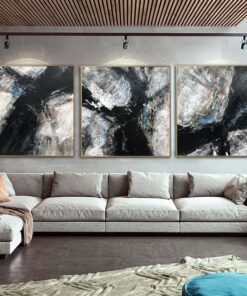 Abstract Black and White Paintings on Canvas Triptych Wall Art Minimalist Art Customized Painting Creative Decoration above Bed Decor | CROSSROAD
