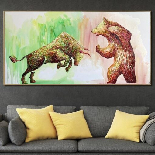 Buy Abstract Bull vs Bear Painting On Canvas Wall Street Art Stock Exchange Wall Art NYC Market Painting Office Decor Motivational Art | MODERN WARFARE online shopping cheap