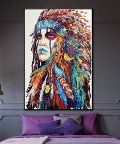 Abstract Canvas Art Native American Painting American Indian Wall Art Native American Woman Art Indian Wall Art Original Oil Painting | INDIAN WOMAN