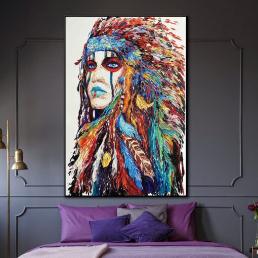 Buy Abstract Canvas Art Native American Painting American Indian Wall Art Native American Woman Art Indian Wall Art Original Oil Painting | INDIAN WOMAN online shopping cheap