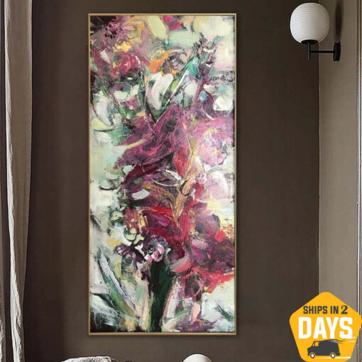 Buy Abstract Canvas Flowers Bouquet Painting Colorful Oil Painting Wall Art Abstract Fine Art for Living Room Decor | BOUQUET OF FLOWERS 35.43"x15.74" online shopping cheap