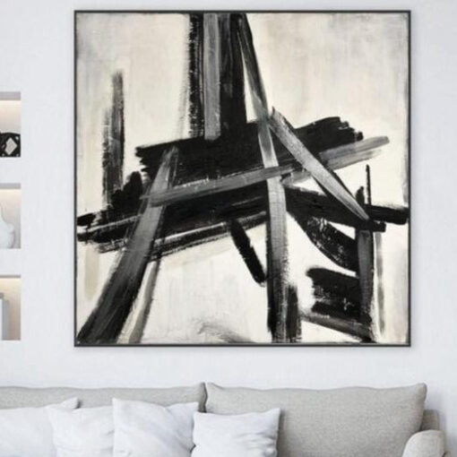 Buy Abstract Canvas Painting Black and White Art Painting Franz Kline style Decor Large Abstract Painting Black White Artwork Canvas Decor | EIFFEL TOWER online shopping cheap