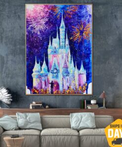 Abstract Castle Painting on Canvas Bright Wall Art Magical Artwork Original Impasto Painting Colorful Art for Nursery Decor | MAGIC CASTLE 40"x30"