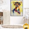 Buy Abstract Chihuahua Wall Art Painting Original Dog Pet Wall Art Animal Paintings On Canvas Modern Impasto Painting | CURIOUS CHI 28"x20" online shopping cheap