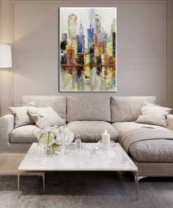 Abstract City Painting on Canvas Original Urban Light Modern Artwork Creative Wall Art for Room Decor | CITY LIGHT