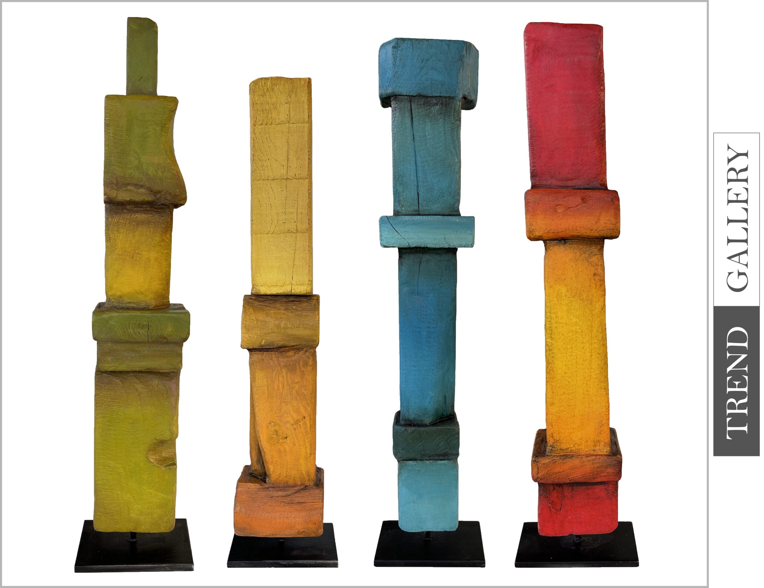Buy Abstract Colored Table Decor Set of Four Original Wood Sculptures Creative Collection Desktop Figurines for Home | INDIAN OCEAN online shopping cheap
