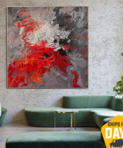 Abstract Colorful Cocktail Modern Red Paintings On Canvas Watercolor Wall Art Texture Oil Painting Art for Living Room Decor | FRESH COCKTAIL 46"x46"