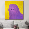 Abstract Colorful Ghost Paintings On Canvas On Purple And Yellow Colors Modern Textured Minimalist Art Wall Decor | PURPLE GHOST