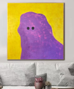 Abstract Colorful Ghost Paintings On Canvas On Purple And Yellow Colors Modern Textured Minimalist Art Wall Decor | PURPLE GHOST