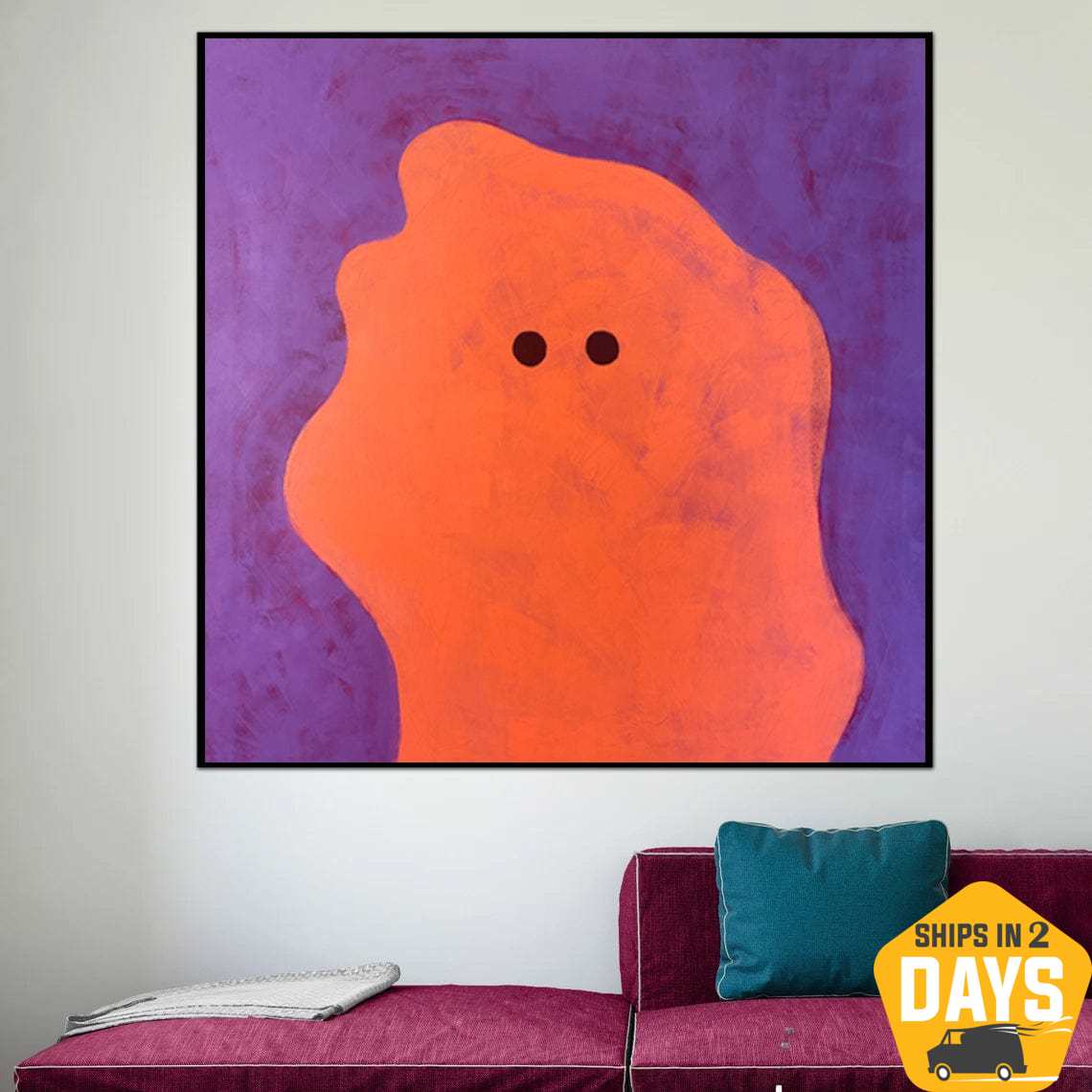 Buy Abstract Colorful Ghost Paintings On Canvas Textured Minimalist Painting Acrylic Wall Decor | RED GHOST 40"x40" online shopping cheap