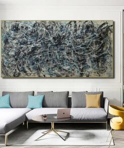 Abstract Colorful Jackson Pollock Style Oil Paintings Modern Wall Art for Living Room Decor | DISTURBANCE