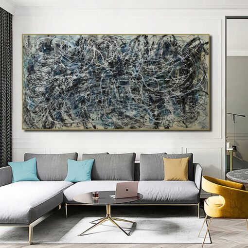 Buy Abstract Colorful Jackson Pollock Style Oil Paintings Modern Wall Art for Living Room Decor | DISTURBANCE online shopping cheap