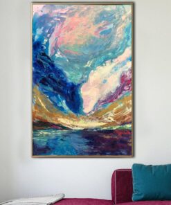 Abstract Colorful Landscape Paintings On Canvas Original Expressionist Art Textured Feng Shui Painting Modern Wall Decor | RAINBOW LANDSCAPE