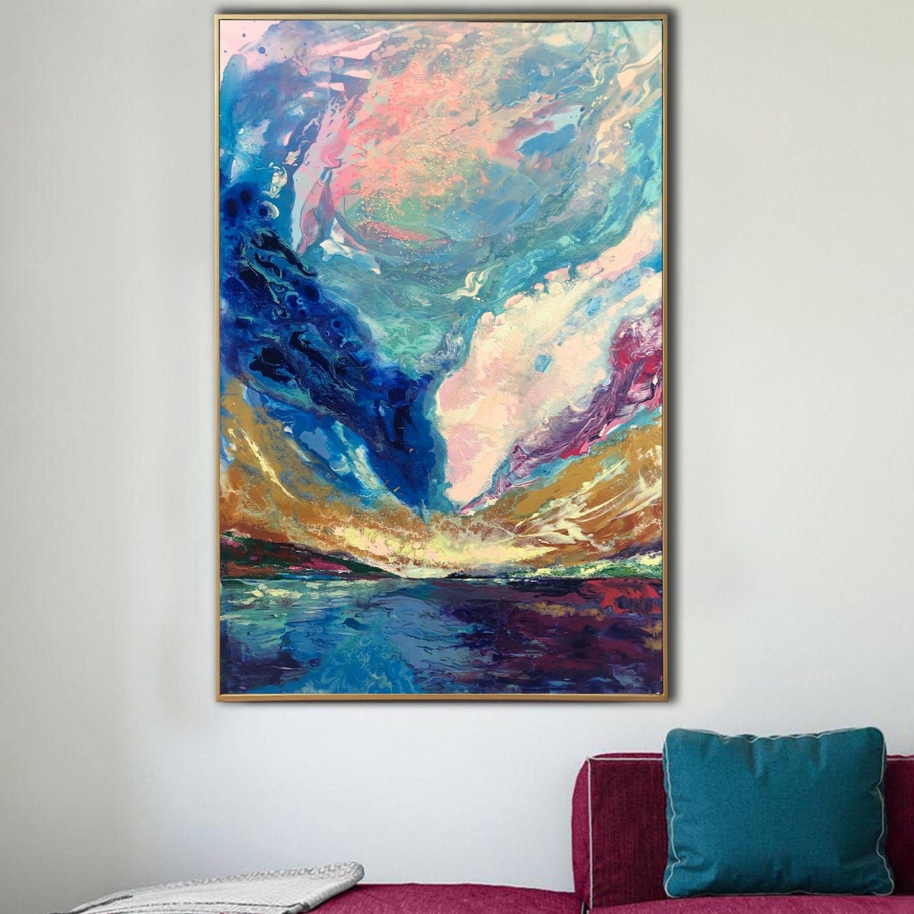 Buy Abstract Colorful Landscape Paintings On Canvas Original Expressionist Art Textured Feng Shui Painting Modern Wall Decor | RAINBOW LANDSCAPE online shopping cheap