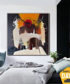 Abstract Colorful Oil Painting Modern Art Original Wall Decor Acrylic Painting for Living Room | AT THE GATE 47.2"x39.4"