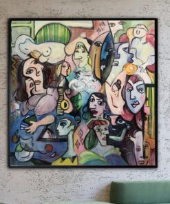 Abstract Colorful Painting Canvas Figurative Oil Wall Art Picasso Style Painting Cubism Wall Art Vivid Artwork Street Art Painting | PARALLEL WORLD