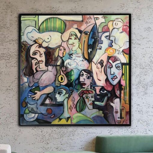 Buy Abstract Colorful Painting Canvas Figurative Oil Wall Art Picasso Style Painting Cubism Wall Art Vivid Artwork Street Art Painting | PARALLEL WORLD online shopping cheap