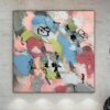 Abstract Colorful Painting in Pink, Blue and White Colors Textured Painting on Canvas as Contemporary Wall Art for Living Room Decor | DREAMY PUZZLE Abstract Colorful Painting in Pink, Blue and White Colors Textured Painting on Canvas as Contemporary Wall Art for Living Room Decor | DREAMY PUZZLE