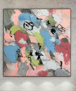 Abstract Colorful Painting in Pink, Blue and White Colors Textured Painting on Canvas as Contemporary Wall Art for Living Room Decor | DREAMY PUZZLE